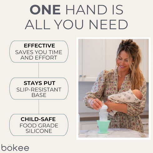 1-Pack Boekee Baby Bottle Holder and Easy Hands Free Silicone Breast Pump Holder for One Handed Bottle Prep - White