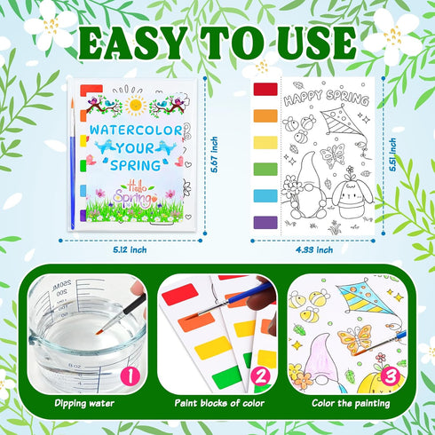 Zoyeven 144 Well-Packaged Pcs Spring Festival Watercolor Coloring Books Easter Party Favors Lovely Gifts Art and Crafts
