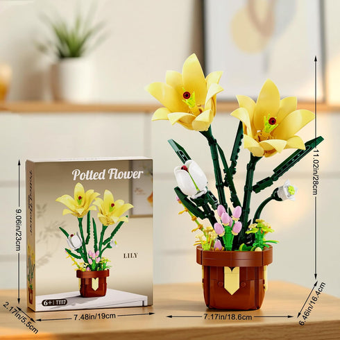 EITOLNR Set, 8-12 (296Pcs) Flowers Botanicals Lily Building Artifical Plants Bonsai Building Blocks Toys