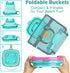 2 Set Collapsible Beach Sand Toys for Kids - Travel Beach Toys with Collapsible Beach Buckets, Mesh Bags, Animal Sand