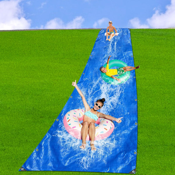 30 x 9.8 Ft Lawn Water Slide - Heavy Duty Water Slide Tarp with Metal Stakes for Summer Fun