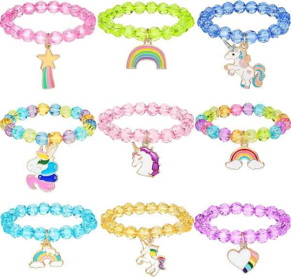 Hicarer 9 Pcs Unicorn Girls Bracelets, Colorful Cute Beaded Jewelry for Friendship Gifts and Party Favors