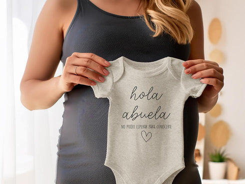 Pineapple Pancake Kids Hola Abuela Spanish Pregnancy Announcement Infant Bodysuit Gift for Grandma