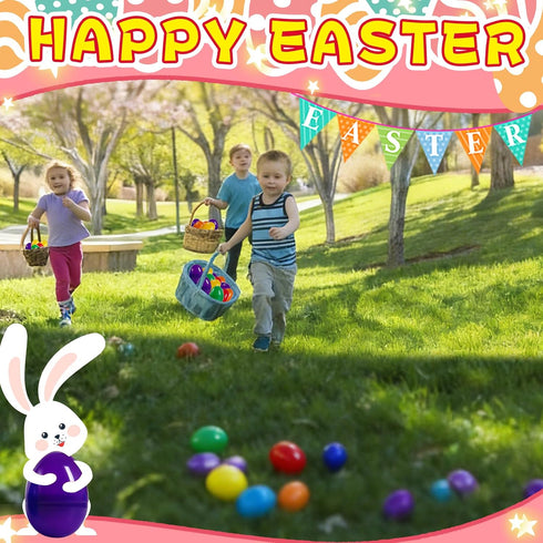 QXCMFNI 30 Pack Prefilled Easter Eggs with Plush Bunnies,Pre Filled Easter Eggs with Stuffed Toys Inside,Easter Basket