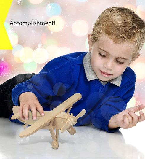 17 3D Set, 4 Pack Puzzled Wooden Airplane Model Kits - Water Plane, Spirit of St. Louis, Nieuport & Tri-Plane Wooden