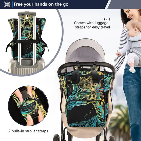 SUABO Backpack Baby Diaper Bag Giraffe Colorful Line Large Bag Waterproof Travel Diaper Bags for Moms and Dads