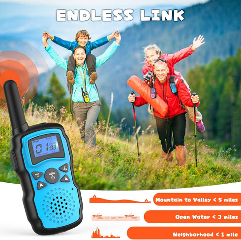 Wishouse Walkie Talkies for Kids - 4 Pack Family Radio Long Range, Outdoor Fun Toys for 4-8 Year Olds (No Battery