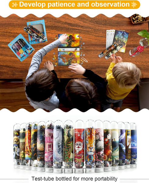 (4 Packs) Mini Jigsaw Puzzles for Adults Double-Sided Puzzle with Reference Blueprint, Micro Puzzle, Comes