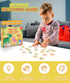 Wooden Match Memory Game for Kids, 24Pc Matching Cards with 5Pc Stickers, Educational Game for Pre-K Development