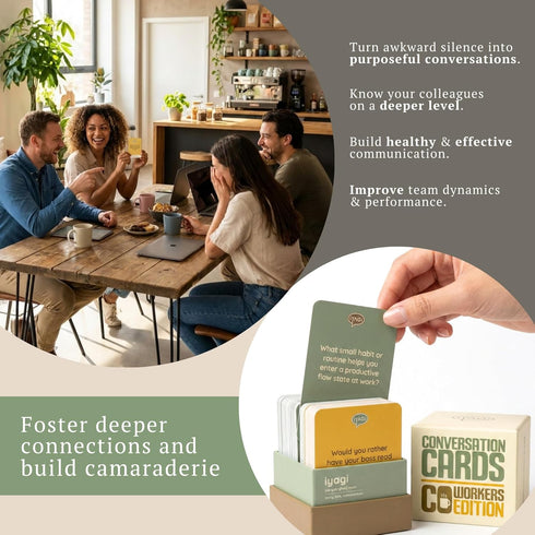 Iyagi 150 1:1 Conversation Cards for Coworkers & Team Managers - Thought-Provoking Questions for Meetings, Team