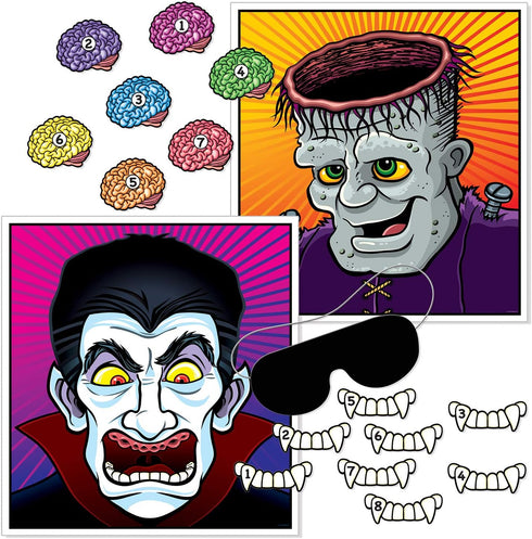 Pin The Brains and Pin The Fangs Halloween Games - 2 Pcs