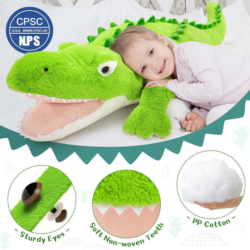 51 inch 4ft Tezituor Giant Alligator Stuffed Animals, Hugging Large Alligator Plush Body Pillow for Girls Boys, Soft