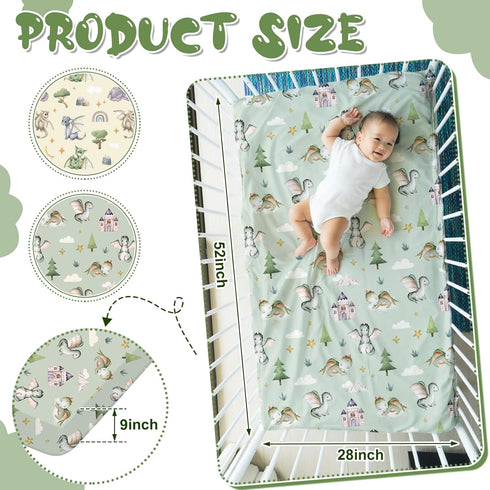 Mindsoft 2 Set 52 28 8 Inches Pcs Watercolor Dragon Crib Sheet x x Baby Sheet Newborn Bedding Nursery Crib Sheets