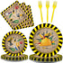 chiazllta 96 Pcs Handyman Tools Party Paper Plates and Napkins, Construction Birthday Party Decorations for 24 Guests
