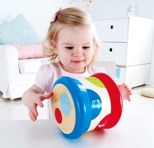 Hape Baby Drum - Colourful Rolling Drum Musical Instrument Toy for Toddlers, Rhythm & Sound Learning, Battery Powered