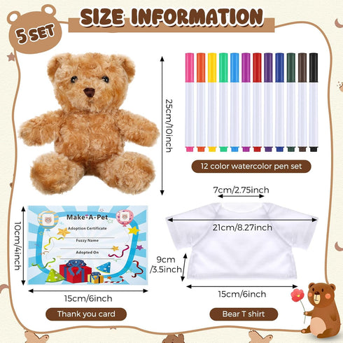 Blueweenly 20 5 9.84 Inches 5 12 5 Pcs Graduation Make Your Own Stuffed Animal Teddy Bear Kit Including Velvet Animal