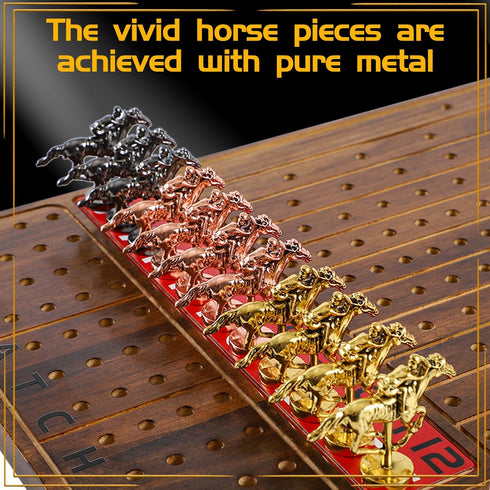 11 2 2 Jyquorp Horse Race Board Game Racing Game Thickened Solid Wood with Luxurious Durable Classic Metal Horses