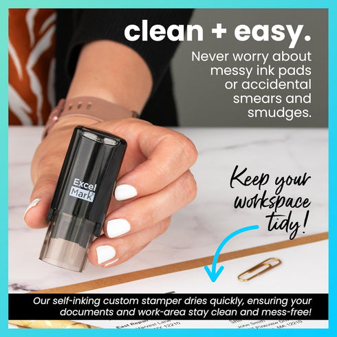 ExcelMark Round Teacher Stamp - Thumbs UP (Outline), RED Ink