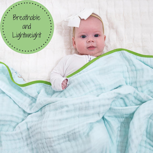 100% 6-Layer 47x47 LollyBanks Muslin Quilt, Cotton Lightweight Baby Blanket for Boys and Girls, Soft and Breathable