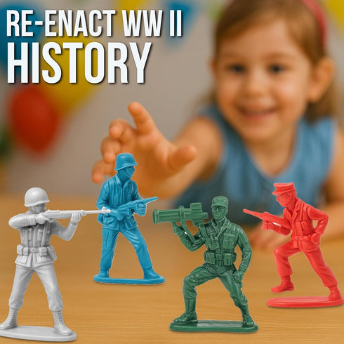 Playset Set (200 Liberty Imports Army Men Toy Soldiers Bucket WWII Action Figures with Military Vehicles, Accessories