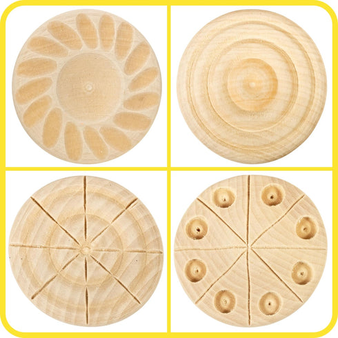 READY 2 LEARN Wooden Dough Stampers - Set of 4 for Kids Playdough and Pottery Texture Tools