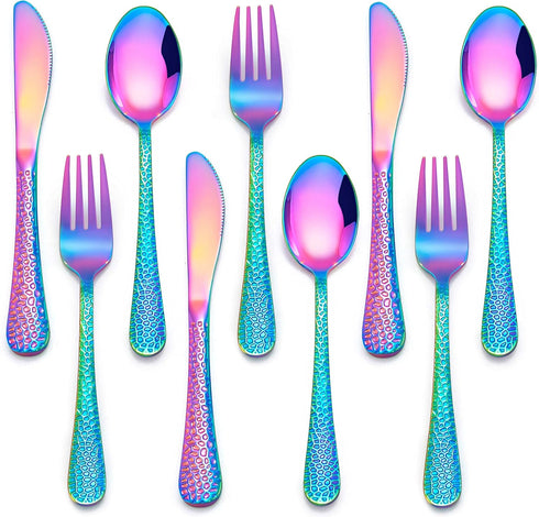 HaWare 9-Piece Kids Silverware Set, Stainless Steel Hammered Flatware, Includes 3 Spoons, 3 Forks, 3 Knives for