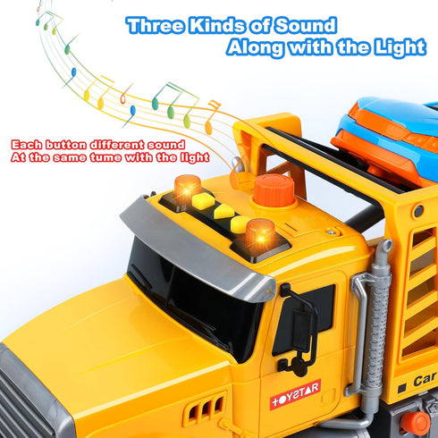 Dwi Dowellin Toy Truck Transport Cars Carrier with Racing Car for Kids Toddlers, Birthday Gifts for Boys Age 3-6