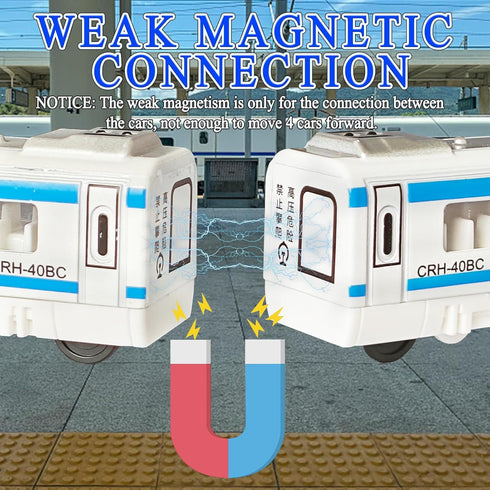 Set, 3 Pack 4 OTONOPI Toy Train Die-cast Bullet Train with Magnetic Connectors, Subway High Speed Locomotive Toy Car