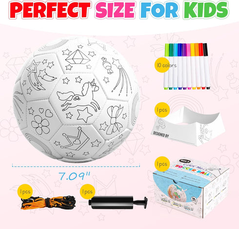 3 3 4 5 6-8 Paint Your Own Soccer Ball with Markers, Toddler Arts and Crafts Kits Soccer Gifts for Girls Boys, Size