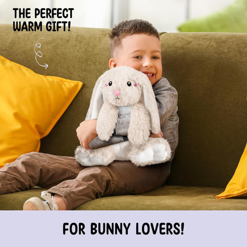 1.5 lb Cozy Bunny Microwavable Stuffed Animal Unscented Heating Pad Plush, Soft Bunny Toy for Relaxation and Comfort