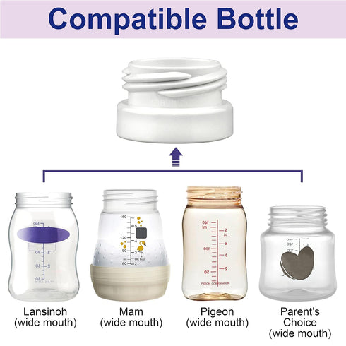 Maymom Bottle Thread Changer - Compatible with Spectra 9 Plus S1 S2 Flange, 4pc/pk for Lansinoh Mam Pigeon Bottle