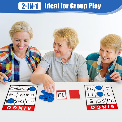Set, Assistex Large Print Bingo Cards for Seniors - Double-Sided Jumbo Bingo Cards with Complete Fun Elderly Card