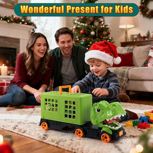 50PCS 50 Playset Dinosaur Truck Toy, Tyrannosaurus Capture Vehicle with Dinosaur Figures, Educational Jurassic for Boys