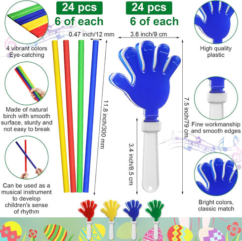 120 Pcs Musical Instruments Learning Toy - Includes Egg Shakers, Sand Hammers, Maracas, Clappers, and More