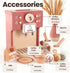 Playset 3 4 5 BUYGER Toy Coffee Maker for Kids, Wooden Coffee Pretend Play Kitchen Accessories Gifts for Ages Year Old