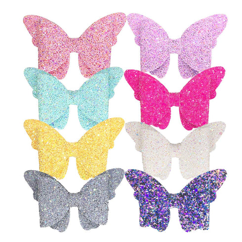Yazon Baby Girls Glitter Bows Clips - Sparkly Butterfly Hair Clips for Toddler Kids, 8pcs