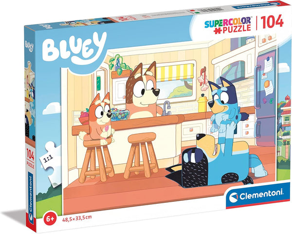 Clementoni 27169 Bluey Supercolor Jigsaw Puzzle - 104 Pieces for Kids Age 6, Made in Italy