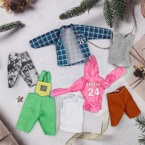 EuTengHao 44Pcs Doll Clothes for 12 Inch Boy Dolls, 27 Different Shirts & Accessories, Basketball, Skateboard Style