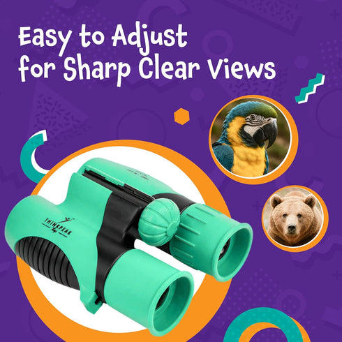 THINKPEAK Toys 3-12 Think Peak Green Binoculars Science Toy for Kids Ages Years - Real Compact Outdoor Adventure & STEM