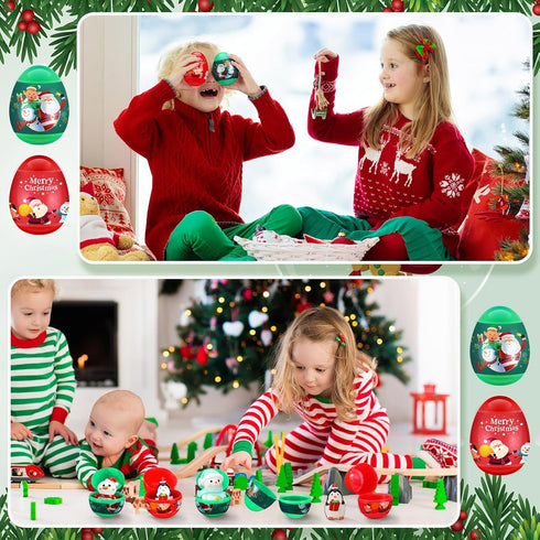 Poen Set 32 Christmas Eggs of Pre Filled Eggs Toddler Stocking Stuffers Stocking Stuffers for Kids Xmas Surprise Toy