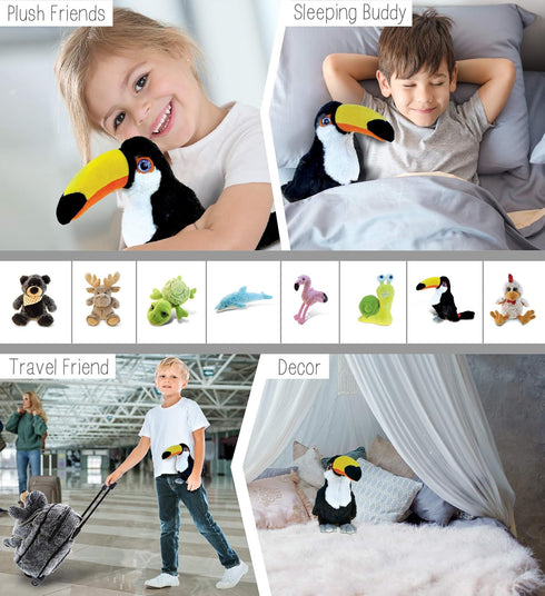 DolliBu Toucan Plush - 8 Inch Super Soft Stuffed Animal, Cute Tropical Rainforest Bird Toy for Kids, Teens, Adults