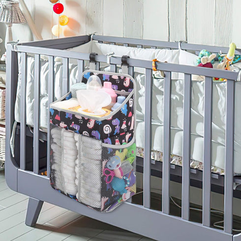 Accmor Hanging Baby Diaper Caddy Organizer, Diaper Stacker, Baby Crib Hanging Classified Storage Bag Organizer for Changing Table, Crib, Playard or Wall & Nursery Organization, Black by Accmor