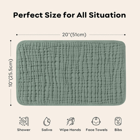 100% 20''x10'' 6 Pack Looxii Muslin Burp Cloths Cotton Muslin Cloths Large Extra Soft and Absorbent Baby Burping Cloth