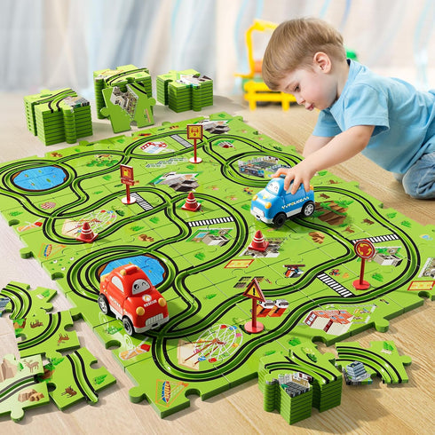 Bennol 56 Jigsaw Puzzle Race Track Car Set, Toddler Toys for Boys Age 2-5, Gifts for Kids