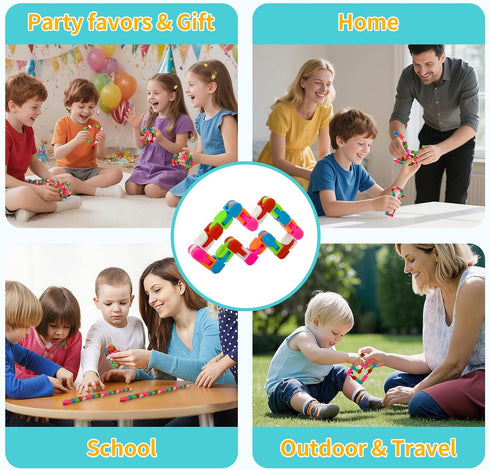 Poartsda 30 Pack Wacky Tracks Snap and Click Fidget Toys Bulk for Party Favors Puzzles Kids, Back to School Students