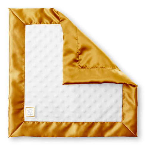 SwaddleDesigns Baby Lovie, Small Plush Security Blanket with Satin Trim, Gold, 14 x 14 inches