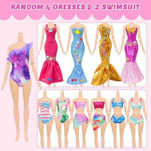 75 Package,5 4 8 3 Set 2 Swimsuit,30 20 10 3-10 Pcs Doll Clothes and Accessories Gift Box Wedding Gowns Evening Dresses