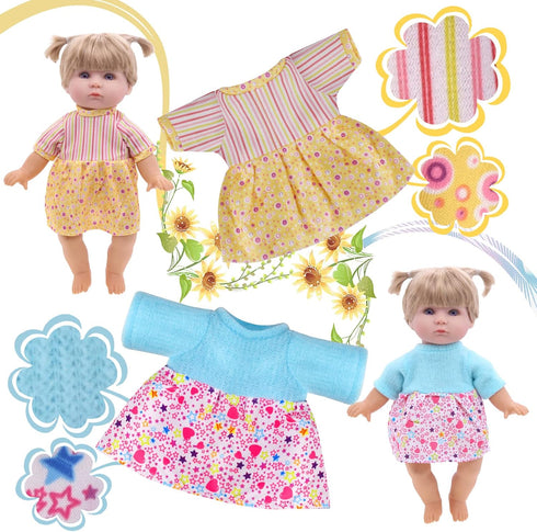 12 Sets Baby Doll Clothes for 12-14 Inch Dolls, Colorful Princess Dress, Romper, Sweater Costume, Cute Accessories