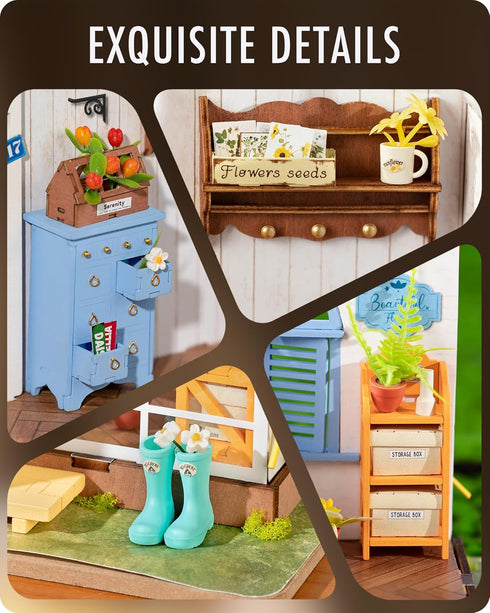 DIY Miniature House Kit, Dreamy Garden House for Adults, Mini House Making Kit with Furnitures
