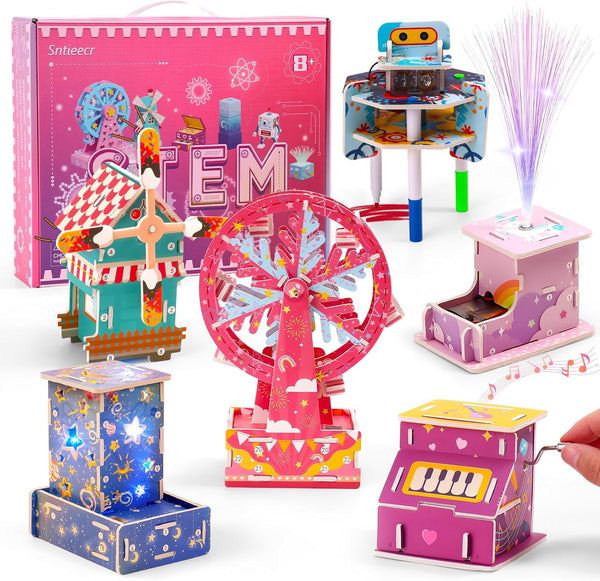 Sntieecr 6-in-1 Stem Kits for Kids Age 8-12, Girls Engineering Kit with